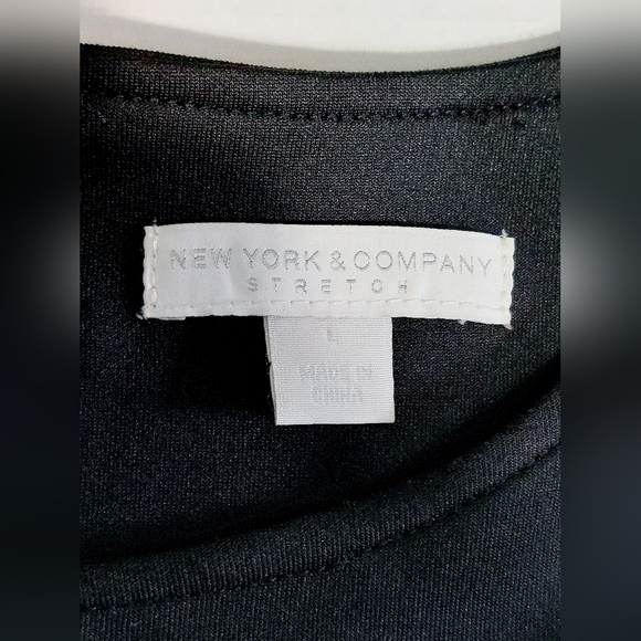 Black New York & Company Stretch Bodycon Multicolored Party Tasseled‎ Dress Sz L - Picture 5 of 8